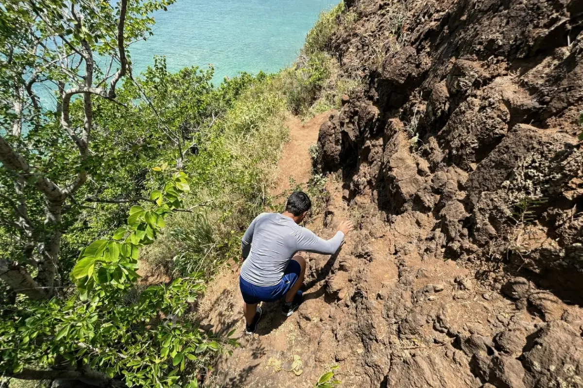 Person hiking Mokolii island